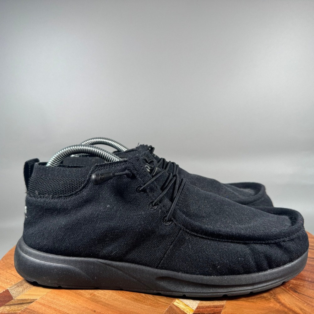 Reef Cushion Coast Mid Mens 8 Black Textile Bungee Lace Moc Toe Shoes H-21 XFC